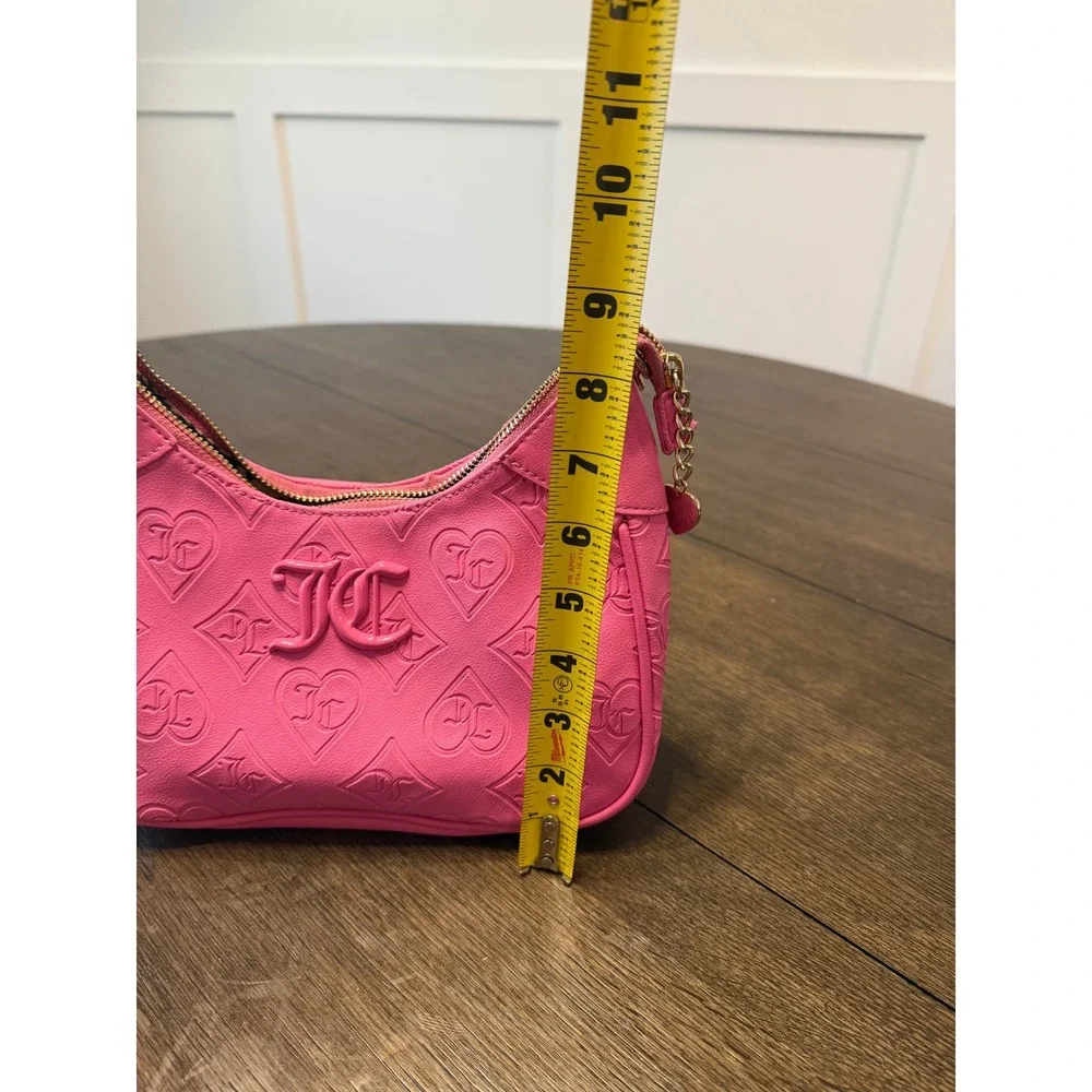 Juicy Couture Pink Embossed JC Heart Logo Shoulder Baguette‎ Bag
